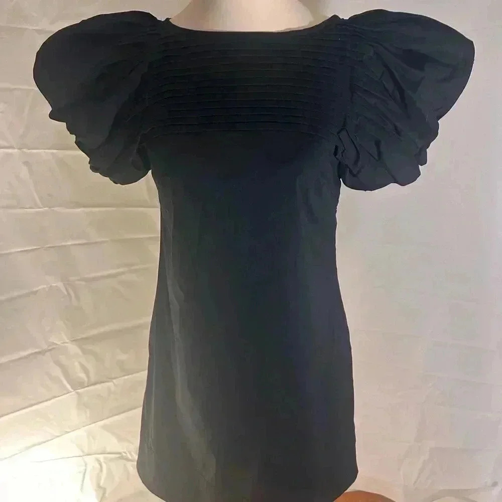 Moda International Elegant Black Puff Sleeve Dress